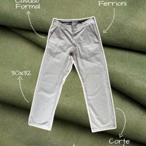 Pantalón Ferrioni para hombre, color beige/gris, corte talla 30x32, ideal para look casual o formal.