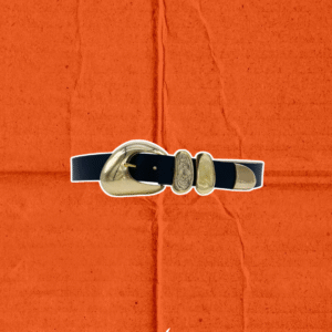 Cinturón negro con detalles dorados